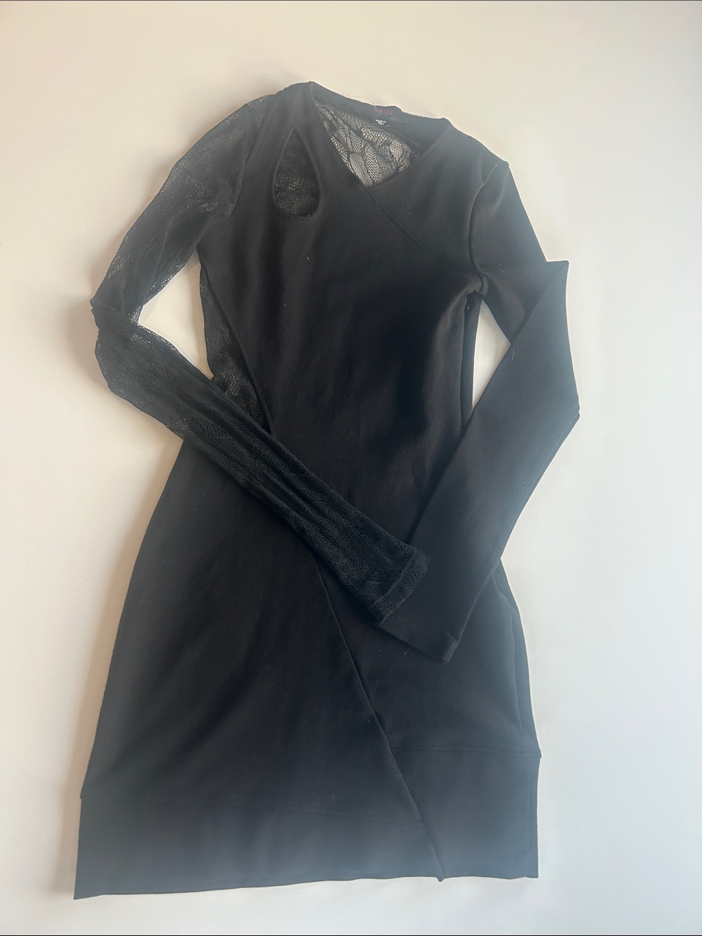 Versus By Versace Black Long-Sleeve Lace Dress